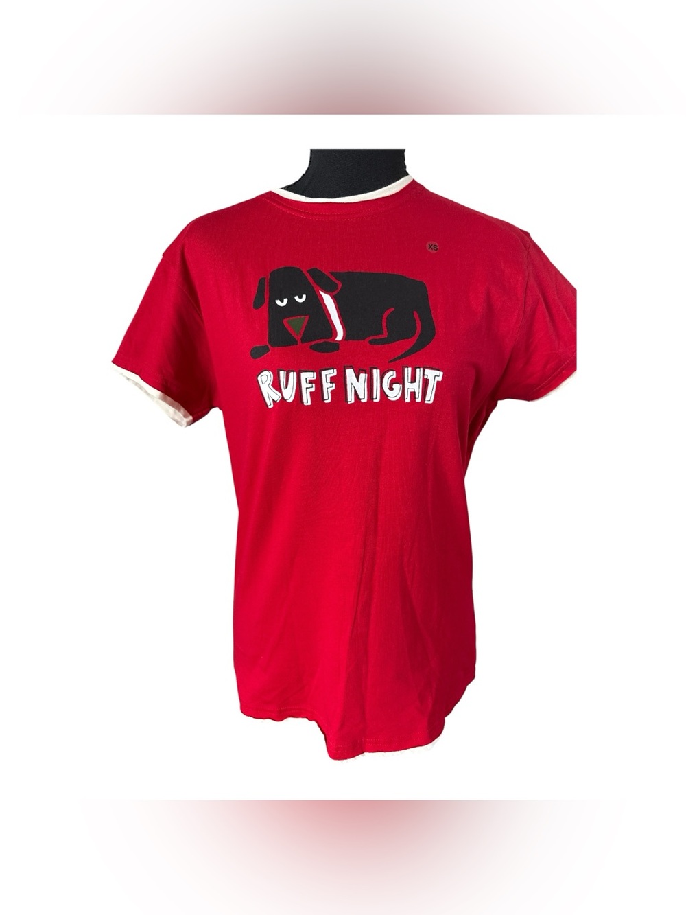 ‘Ruff Night’ Lazy One Red Graphic Tee XS PJ Top Cotton